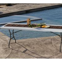 Mesa rectangular plegable blanco efecto granito 185x76x74 cm (92105) - details 14