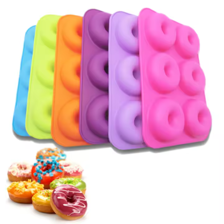 Molde de silicona antiadherente para hornear Donuts, herramienta de confitería para rosquillas de 6 cavidades, apta para lavavajillas, forma perfecta - 1