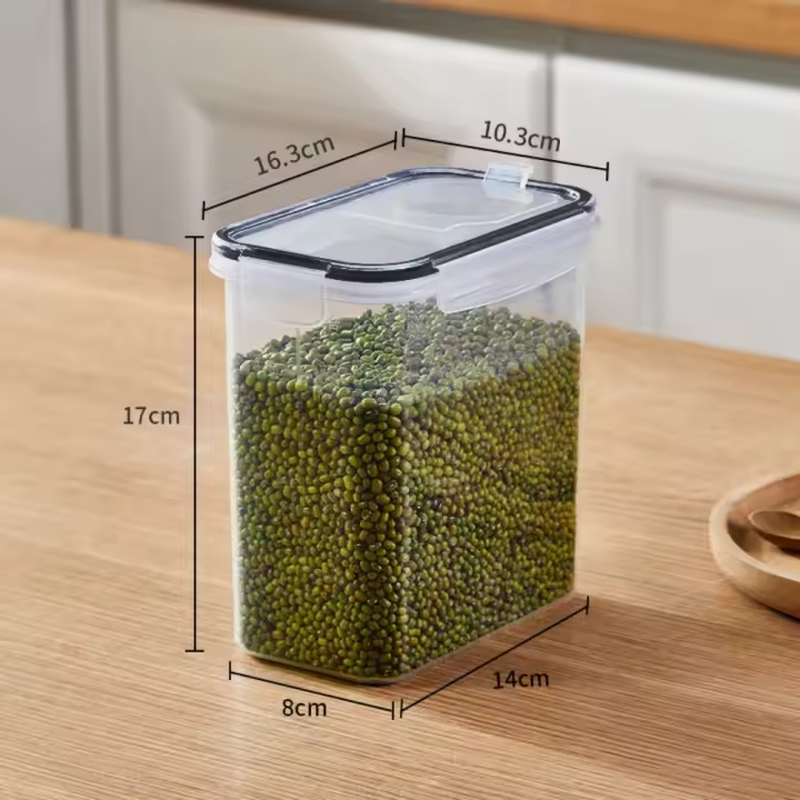 Con tapas Contenedores de almacenamiento de alimentos Empilable Transparente Conservación de alimentos Tarro sellado Gran capacidad A prueba de humedad - 1