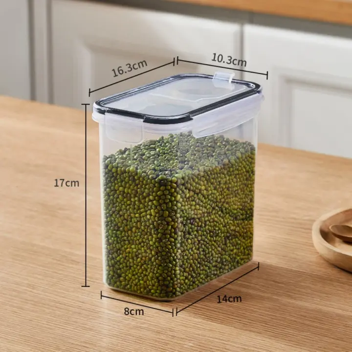Con tapas Contenedores de almacenamiento de alimentos Empilable Transparente Conservación de alimentos Tarro sellado Gran capacidad A prueba de humedad - 1