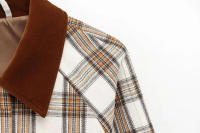 TRAFZA 2025 Chaqueta corta de calle alta de primavera para mujer, chaquetas de manga larga a cuadros con cuello vuelto y bolsillos con cremallera para mujer, nueva moda - details 4