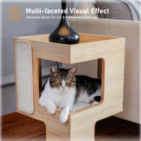 PAWZ Road Camita para gatos con dos grandes condominios, almohadilla rascadora, rascadora para gato desmontable, casa de madera para gatos con tapetes mullidos, muebles para gatos y juguetes para gatos - details 8