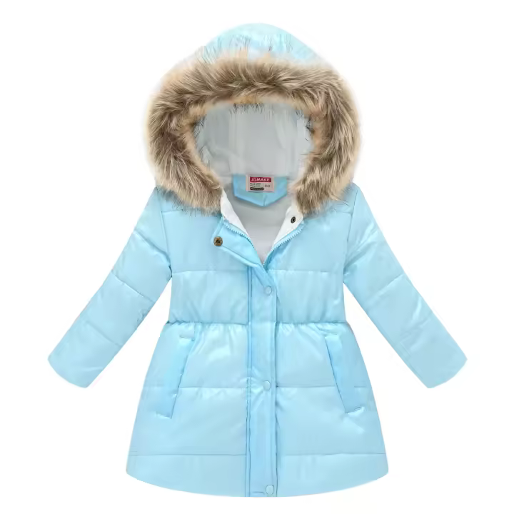 Manténgase abrigado y parece con estilo: chaqueta térmica con capucha para niña con acolchado alternativo de plumón para invierno - 1