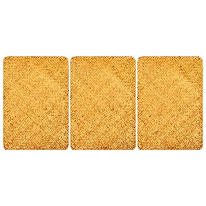 Paquete de 3 manteles individuales de algas marinas naturales, 17,7 pulgadas x 12 pulgadas, manteles individuales de ratán rectangulares tejidos a mano - 1