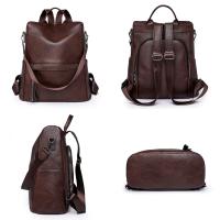 Mochila antirrobo de cuero para mujer, morral de viaje de alta calidad, Color sólido, A la moda, para adolescentes, 2024 - details 1