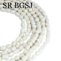 Gemas de Coral de bambú de mar blanco Natural, pequeñas, 4-5mm, cilindro Irregular, tambor, patata, cuentas espaciadoras sueltas, 15" - details 3