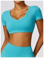 Conjunto de mallas de yoga, top, conjunto deportivo Fiess de manga corta, material de nailon para mujer, patrón sólido adaptable para primavera/verano - details 4