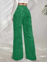 Pantalones de pana para mujer, cintura alta recta, pierna ancha, otoño, elegantes y originales - details 15