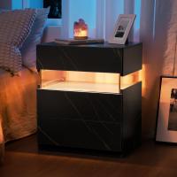 Mesa de noche LED cómoda 3 cajones Diseño rectangular Madera Para dormitorio y sala de estar - details 6