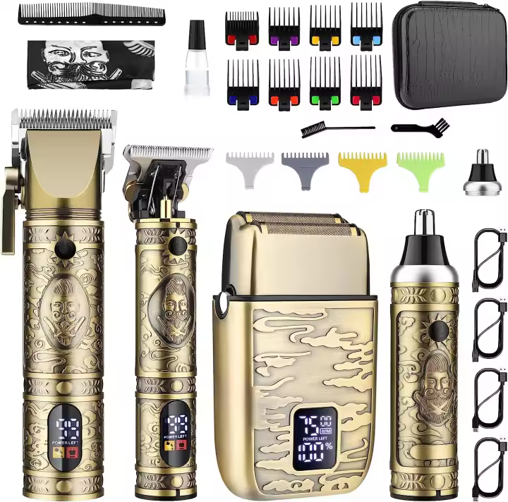 Cortadora de pelo profesional para hombres, kits y juegos de recortador de barba, cortadora de pelo inalámbrica para hombres, Afeitadora eléctrica, cortadora de pelo con pantalla LED, peluquería, regalo - 1