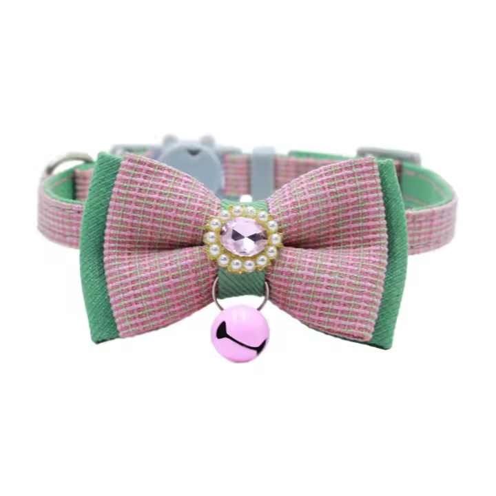 Collar ajustable para mascotas con lazo, cómodas correas para el cuello de fibra de poliéster a la moda con hebilla de seguridad colgante, 2 uds. - 1