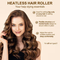 Durante la noche con gancho, plancha elástica satinada sin calentar, una herramienta de rizado multifuncional adecuada para todo tipo de cabello - rosa - details 9