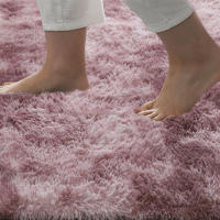 Luxurious Bed Side Plush Carpets Tie-Dyed Pink Soft Modern Bedroom Rug for Nursery Room Home Decor - details 1