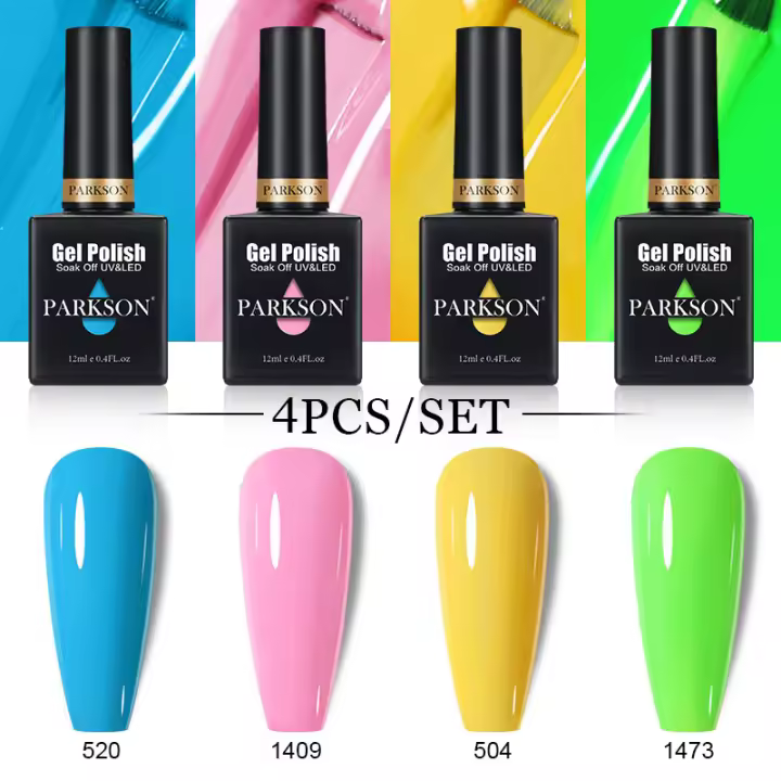 Parkson-Juego de 4 piezas para manicura, esmalte de Gel semipermanente, laca semipermanente UV, 12ML - 1