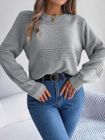 Jersey holgado informal de manga larga para mujer, Jersey de punto liso con cuello redondo, color blanco, para oficina, otoño e invierno, 2023 - details 17