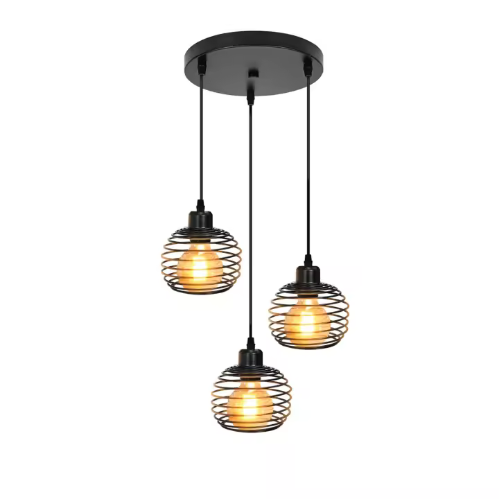 CBJKTX Lámpara colgante de metal negro Diam.30cm E27 Lámpara colgante de cocina industrial retro vintage para comedor sala de estar estudio - 1