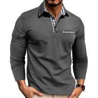 Polo informal con cuello vuelto para hombre, camisetas de manga larga, tops masculinos - details 3