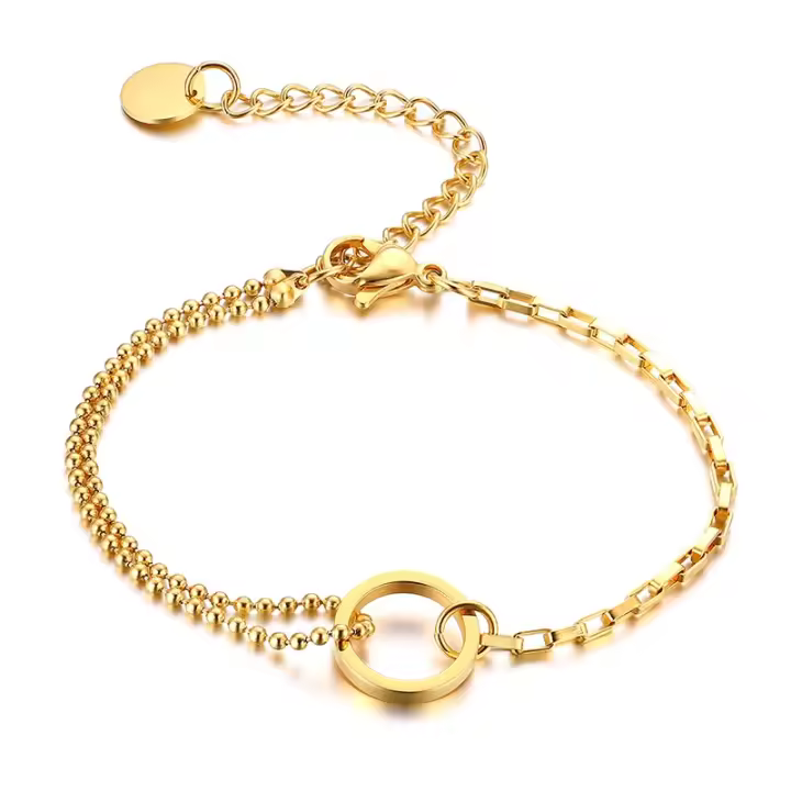 Pulseras de cadena de oro de acero inoxidable (20 cm)Imprescindible en la playa - 1
