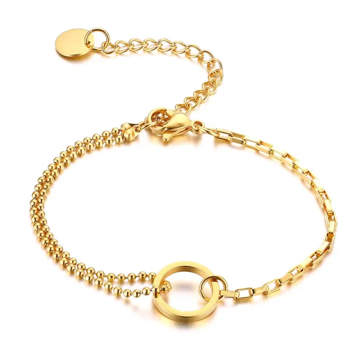 Pulseras de cadena de oro de acero inoxidable (20 cm)Imprescindible en la playa - 1