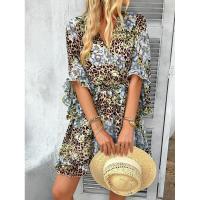 Vestido fluido sin tirantes con estampado floral bohemio para mujer, verano 2025 - details 44