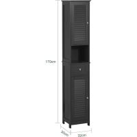 Armario para baño Alto Mueble Columna de Baño Estanterías de Baño con 2 Puertas y 1 Cajón Blanco - details 11