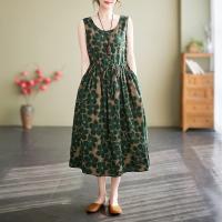 Anteef sin mangas de algodón vintage floral nuevo en vestidos para mujeres casual suelto vestido largo de verano ropa elegante 2025 - details 0