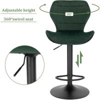 Silla de Comedor Giratoria de 360° Alto de Terciopelo con Resalto y Reposapiés Ajustable en Altura 60-82 cm Negro BH324sz-1 - details 13