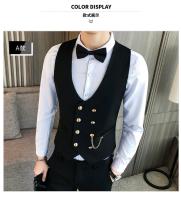 2025 último estilo doble botonadura hombres traje chaleco botón dorado Slim Fit Formal novio boda chaleco ropa de calle chaleco sin mangas chaqueta - details 1