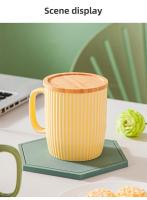 Taza de Cerámica Estilo Coreano Taza de Desayuno de Avena con Tapa de Bambú Taza de Té con Asa - details 13