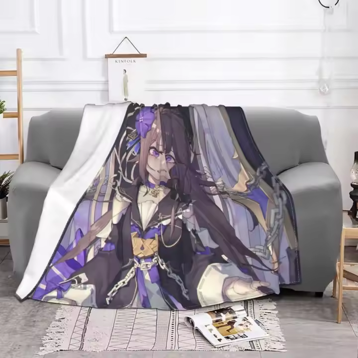 Anime Honkai Baby franela estampado dibujos animados multifunción muy cálidas manta para cama al aire libre alfombra pieza - 1