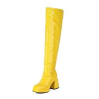 Botas hasta la rodilla de otoño e invierno, tacones súper altos, botas de cuero negro, actuación de pole dance, botas de mujer, cremallera lateral - details 17