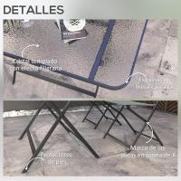 Conjunto de jardín de 5 piezas para exteriores, incluye 1 mesa de vidrio templado y 4 sillas plegables estilo moderno para terraza o patio, color gris. - details 5
