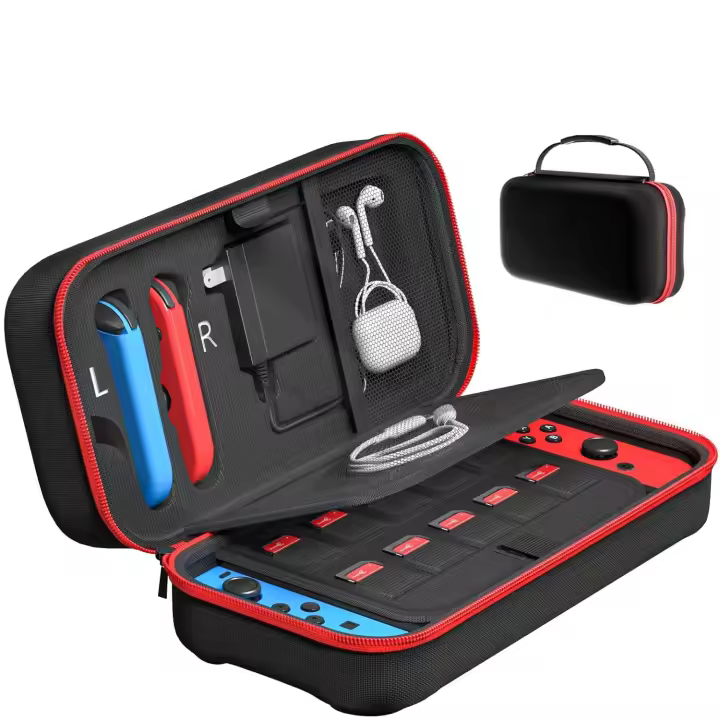 VAORLO-Bolsa de almacenamiento OLED para Nintendo Switch Lite, accesorios de cargador de consola de almacenamiento EVA, tarjeta de juego de 8 bits, resistente a los arañazos - 1