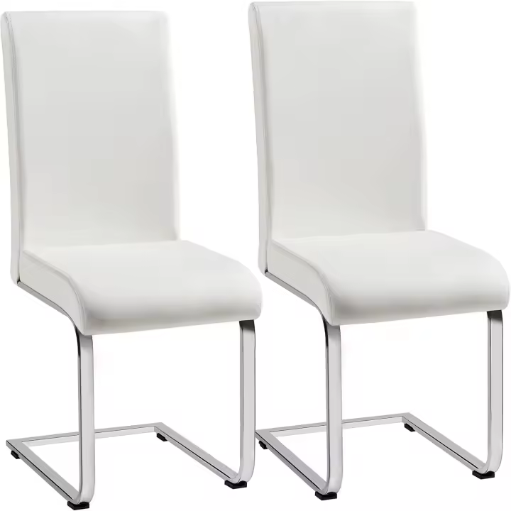 2 Piezas Sillas de Comedor Sillas de Oficina Conferencia Altura 47cm MAX Carga 135kg Blanco - 1