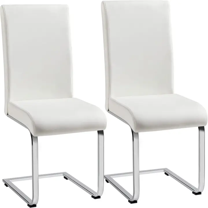 2 Piezas Sillas de Comedor Sillas de Oficina Conferencia Altura 47cm MAX Carga 135kg Blanco - 1