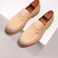 Mocasines de color claro, zapatos casuales de cuero para hombre, zapatos de cuero genuino - details 5