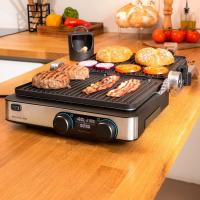 Parrilla Eléctrica de Piedra Revestida Placas Extraíbles y Reversibles, Apertura de 180ª, Superficie Amplia 2200 W, Acero Inoxidable - details 49