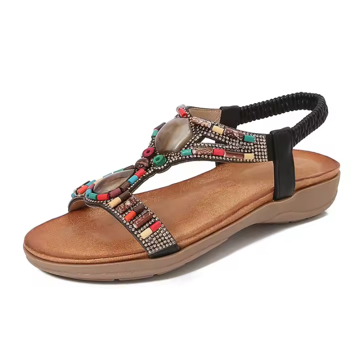 Sandalias de Mujer Verano 2025 |   Zapatos Bohemios Étnicos con Cristales |   Sandalias Deportivas Playa Suela Blanda Antideslizante - Moda Elegante y Confort - 1