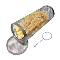 Cesta rodante, cesta cilíndrica de acero inoxidable para parrilla - 20x9x9cm - details 3