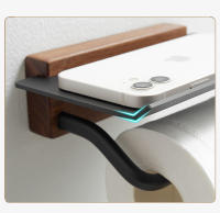 Portarrollos de papel higiénico de madera para baño, montado en la pared, para teléfono y toallas - details 5