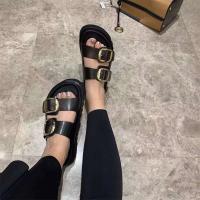Sandalias planas de mujer de estilo superventas con suela gruesa y correa de doble hebilla, zapatillas suaves en primavera de talla grande - details 7