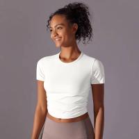 Camisetas deportivas de manga corta para mujer, camisetas deportivas de color sólido para entrenamiento, gimnasio, correr, ropa deportiva - details 9