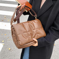 Bolso de hombro acolchado a cuadros, bolso de diseñador para mujer, bolsos de compras cruzados con solapa de cuero PU, invierno - details 7