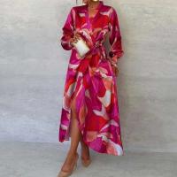 Vestido elegante con estampado plisado y cuello en V para mujer, traje largo de oficina para boda, primavera y verano, A-e, bohemio, 2024 - details 10
