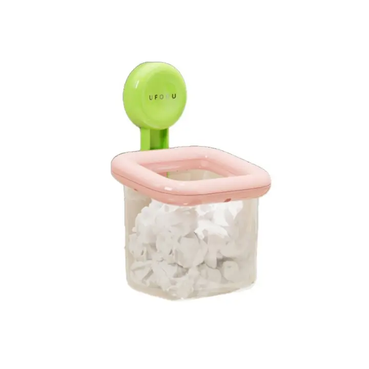 Caja de almacenamiento con ventosa montada en la pared, estuche de almacenamiento para cepillos de dientes a prueba de humedad, ahorro de espacio, estante de baño de plástico impermeable - 1