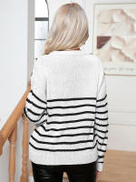 Suéter Retro a rayas para mujer, Jersey holgado de manga larga con botones, ropa de punto para otoño e invierno, novedad de 2023 - details 14