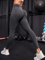 Body deportivo liso sin costuras de verano para mujer de cintura alta, pantalones de yoga Fiess con letras que levantan la cadera, monos de entrenamiento - details 6