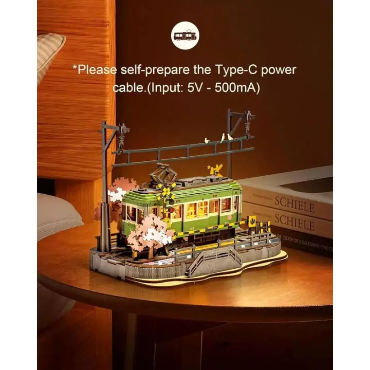 Robotime Model Kits Sakura Tram con luces LED Rompecabezas de madera 3D Decoración del hogar Regalo para adultos Mujeres Niñas - 1