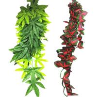 Decoración de terrario de lagartos y reptiles de vid Artificial, hojas colgantes falsas, acuario, planta de reptiles, pecera, adorno para terrario - details 0