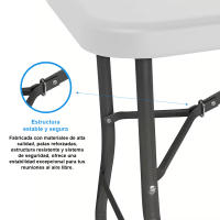 Mesa Plegable de Resina Reforzada Ideal para Acampar, Jardín y Eventos - details 3